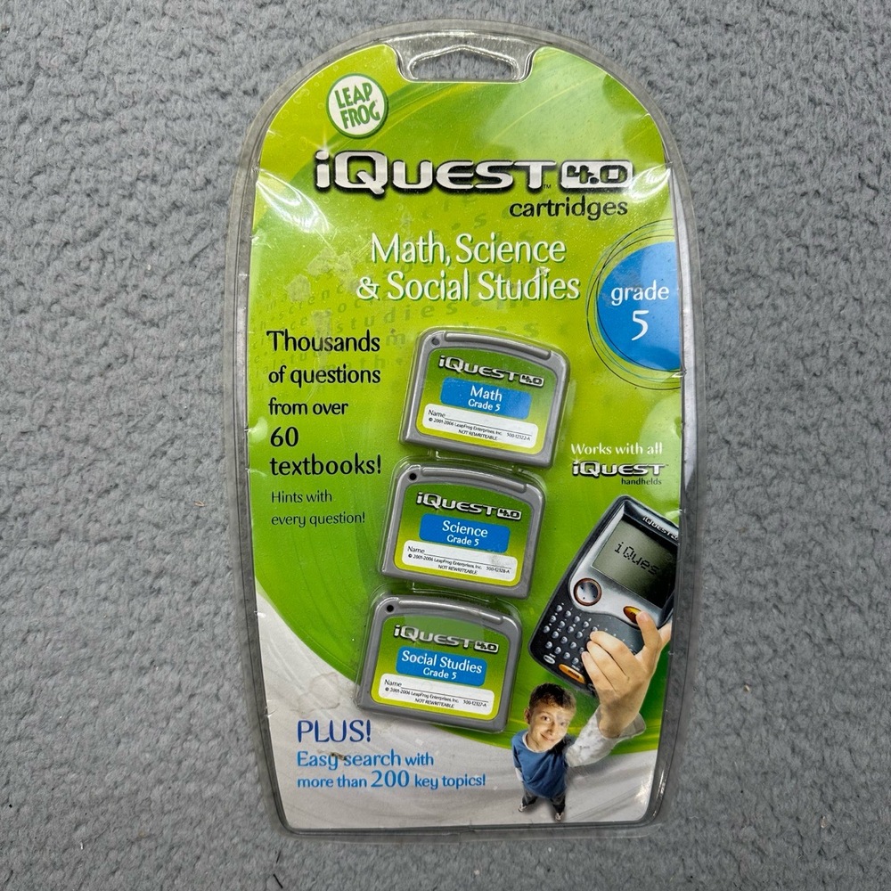 NIP LeapFrog iQuest 4.0 Set of 3 Math Science Social Studies Grade 5‎ Cartridges